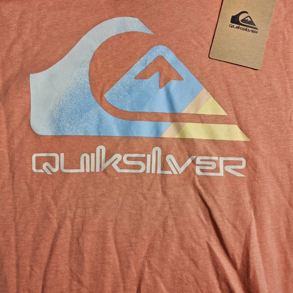 Quiksilver Boys T-Shirt Graphic Logo Tee Peach Orange Size L 14/16 New With Tags - Picture 2 of 6